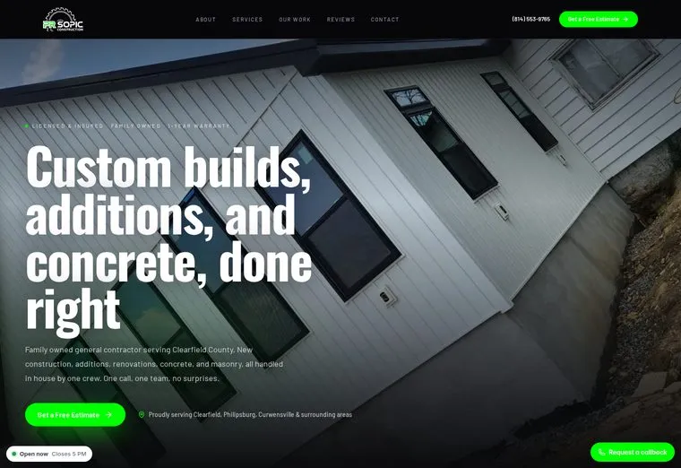 PR Sopic Construction website