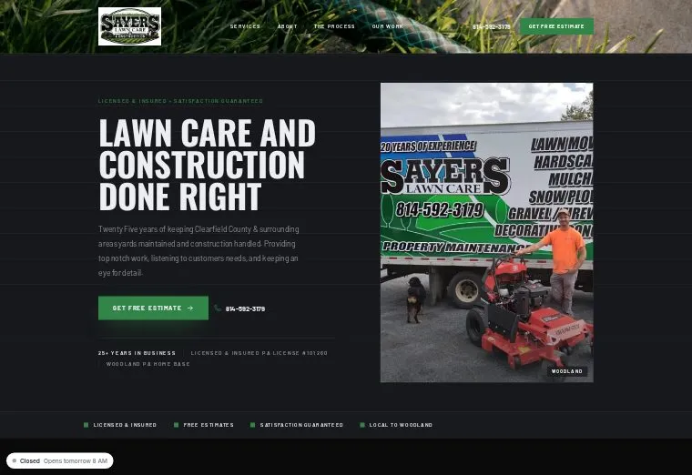 Sayers Lawn Care & Construction website